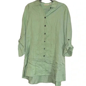 Soft Surroundings light Green Long Sleeve Button Down Shirt